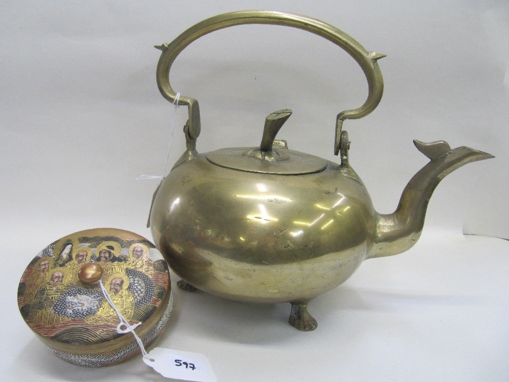 Appraisal: Chinese bronze teapot and a Satsuma pot and cover