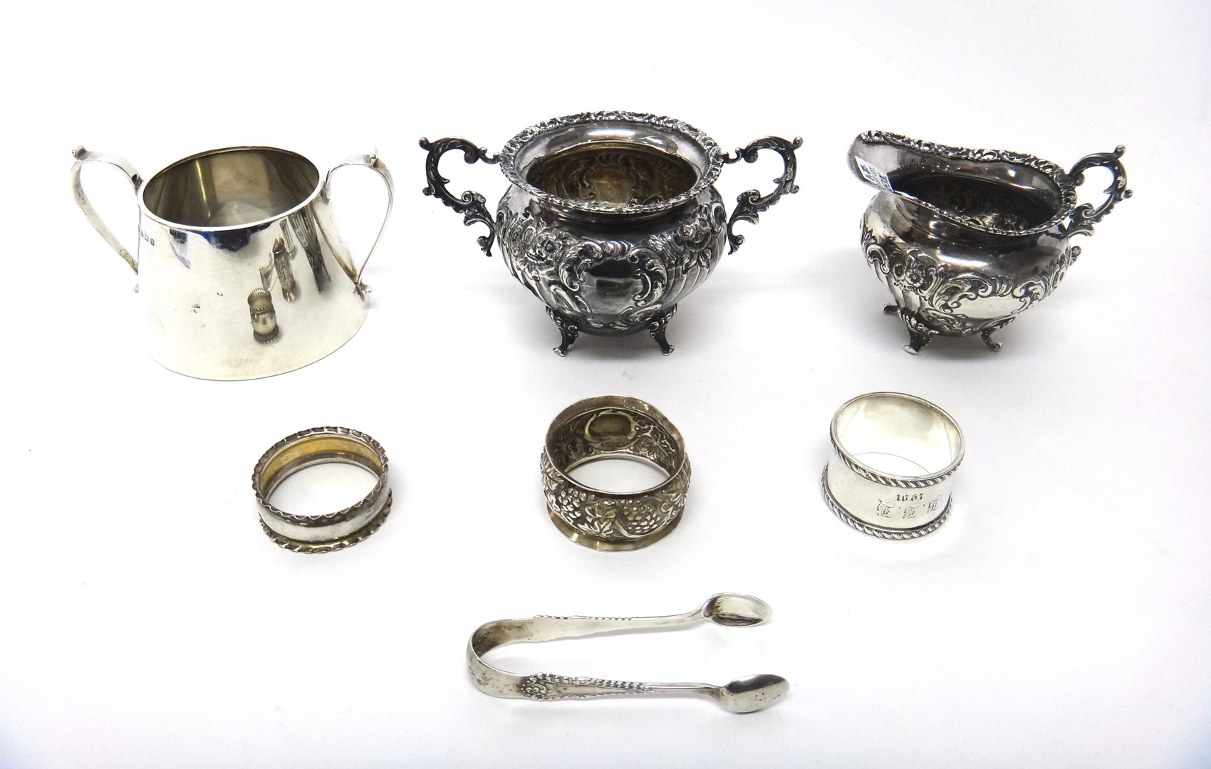 Appraisal: Silver comprising a twin handled sugar bowl and a matching