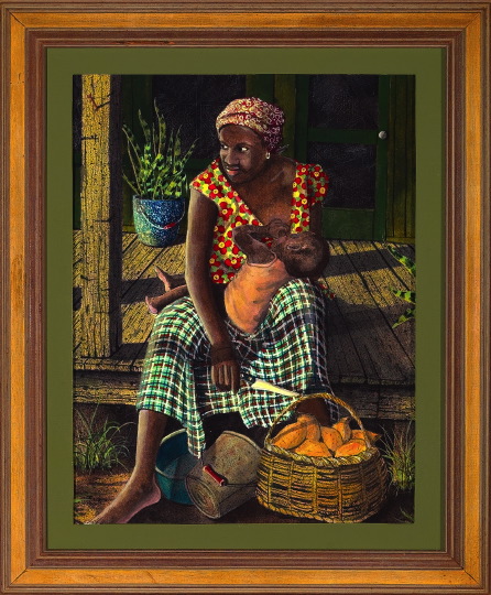 Appraisal: Brock Loper American B Mother with Child Peeling Potatoes gouache