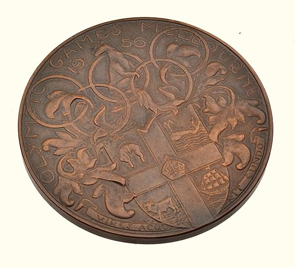 Appraisal: MELBOURNE OLYMPICS PARTICIPATION MEDAL bronze designed by Andor Meszaros minted