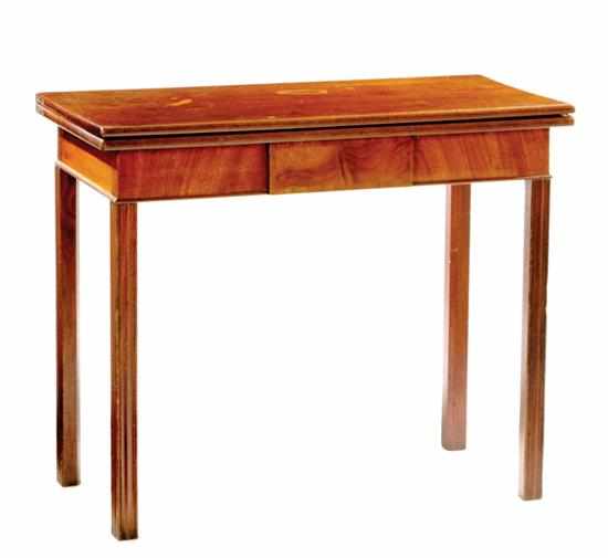 Appraisal: English Chippendale mahogany card table late th century rectangular fold-over