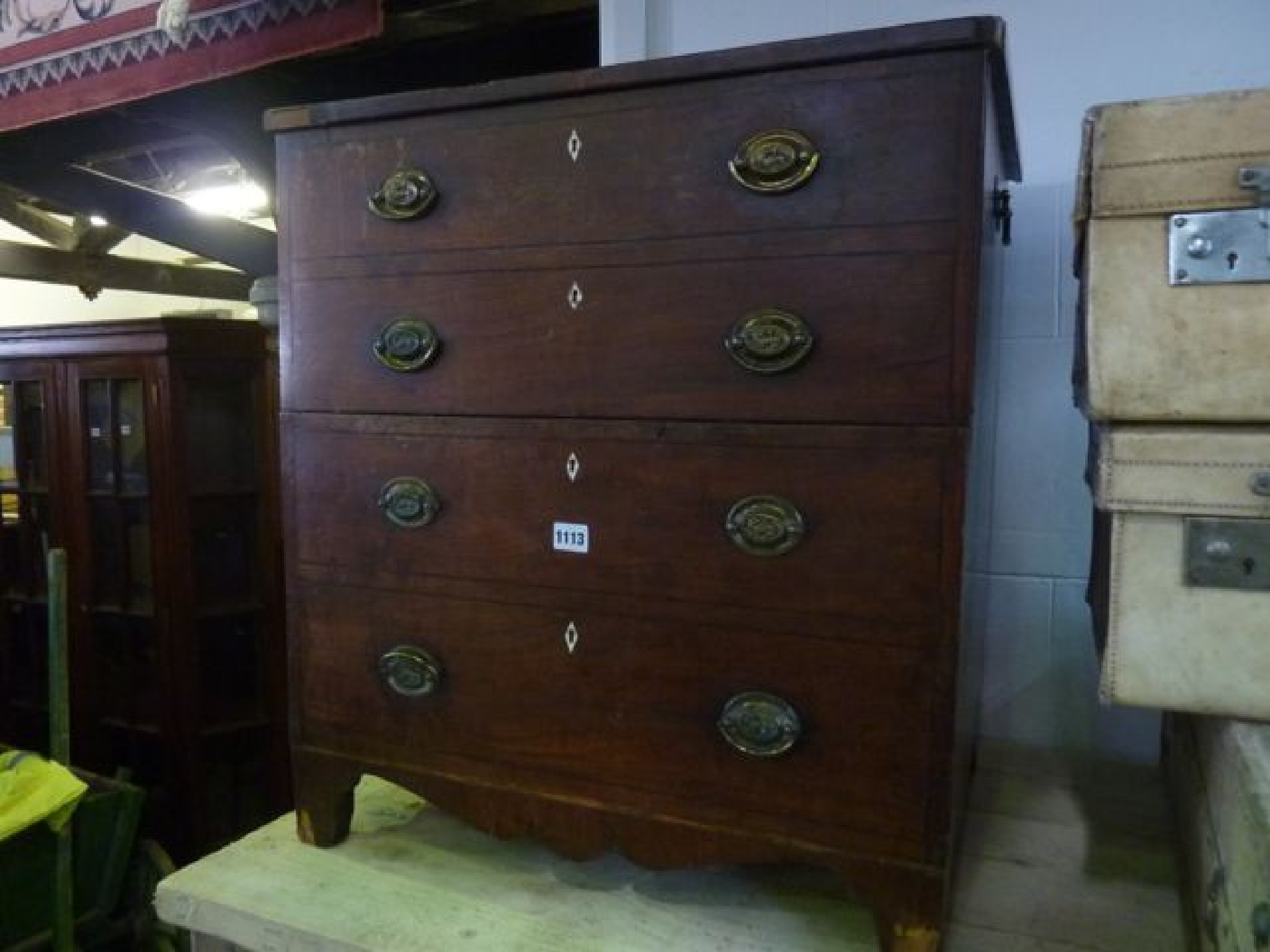 Appraisal: An early th century mahogany chest commode the front elevation