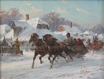 Appraisal: Wladyslaw Chmielniski Polish - Horse drawn sled Oil on canvas