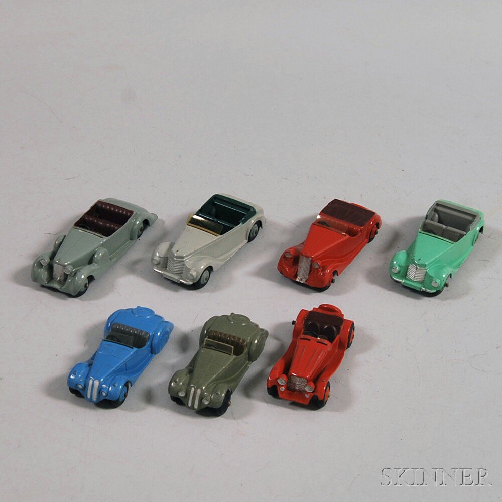 Appraisal: Seven Meccano Dinky Toys Die-cast Metal Automobiles England including Armstrong