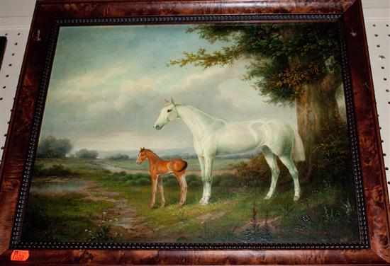 Appraisal: Continental School th century Horse and Foal in Meadow oil