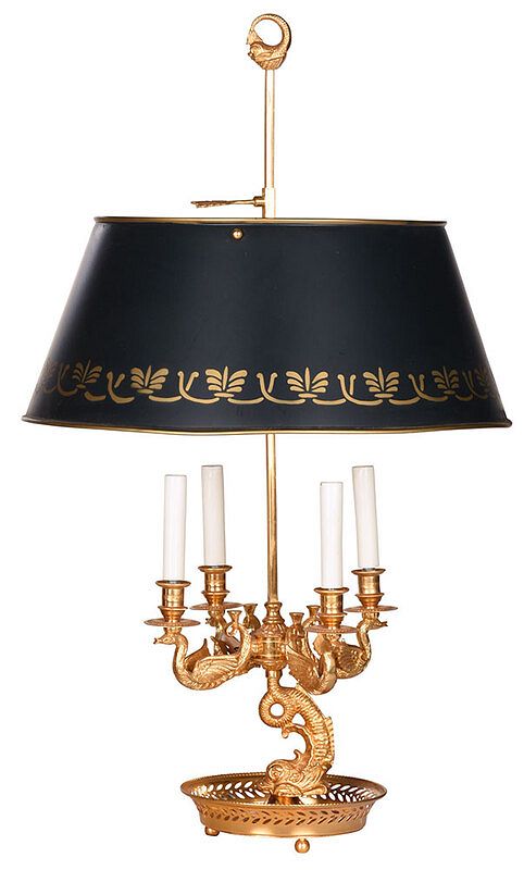 Appraisal: Empire Style Bouillotte Lamp th century gilt metal four lights