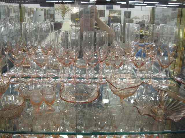 Appraisal: pcs Pink Depression Glass includes champagnes wines bowls salt pepper