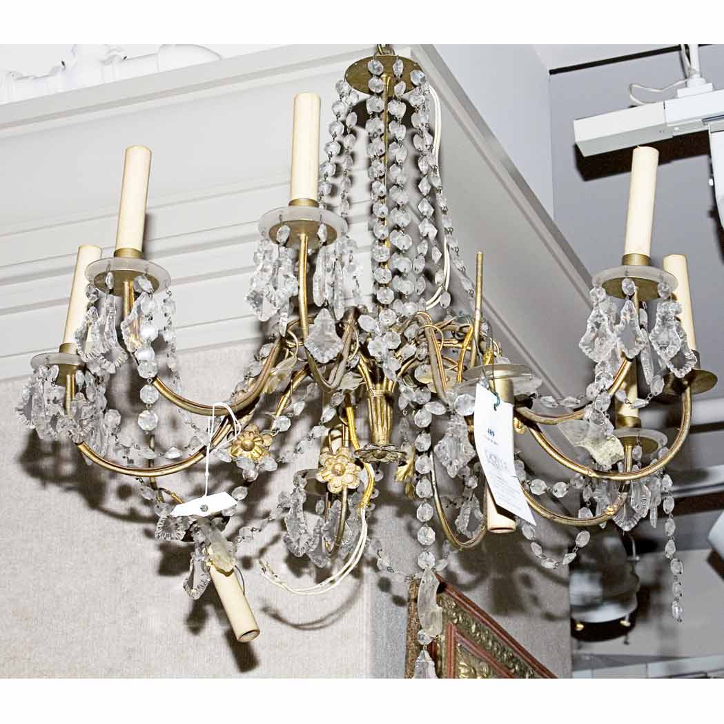 Appraisal: Louis XV Style Gilt-Metal and Glass Ten-Light Chandelier Height inches