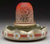 Appraisal: TAPESTRY FAIRY LAMP Ruf fig Ruf fig shade Satin Peach