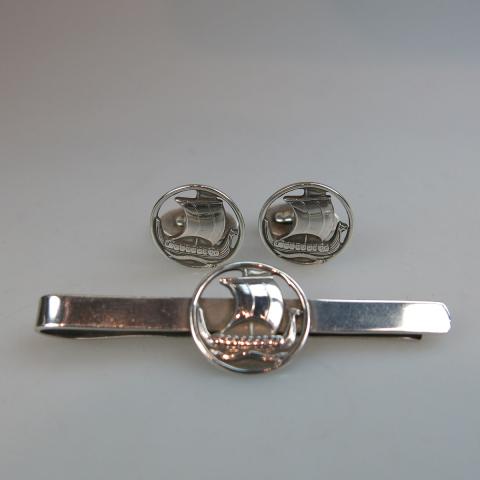 Appraisal: Carl Ove Frydensberg Danish Sterling Silver Tie Bar And Pair