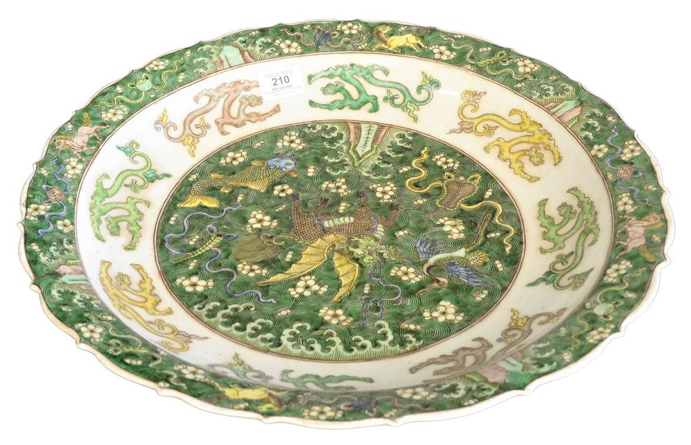 Appraisal: Chinese green and yellow Wucai Plate having hoofed dragon in