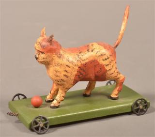 Appraisal: Cat Pull Toy by June Walt Gottshall Carved and Painted