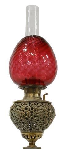 Appraisal: Bradley Hubbard banquet oil lamp now converted to electric having