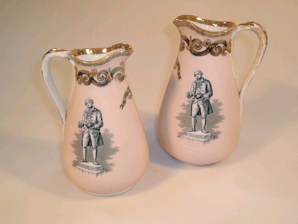 Appraisal: Two Victorian ironstone china jugs of varying size both decorated