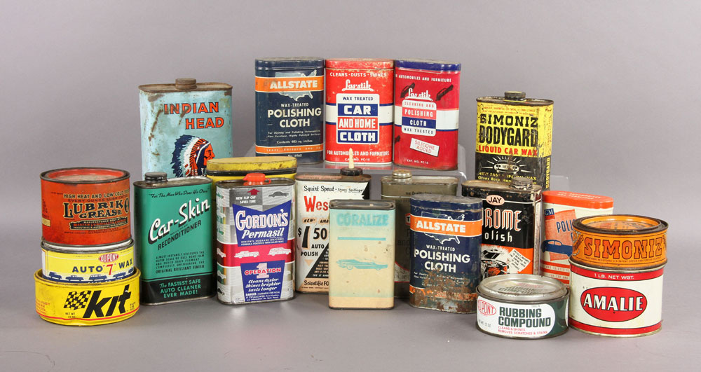 Appraisal: - Vintage Cans of Auto Waxes and Polishes Lot of