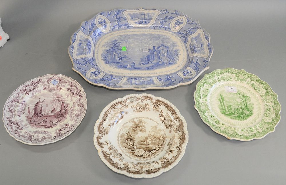 Appraisal: Group of Staffordshire Transferware to include a large purple serving