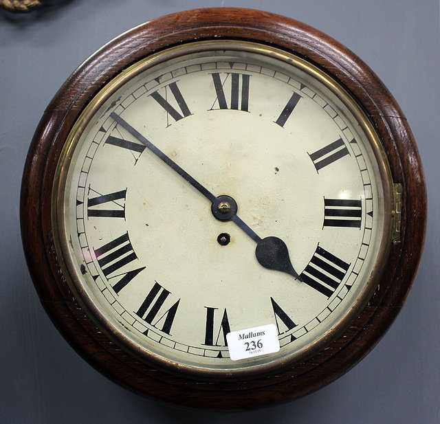 Appraisal: A SMALL VICTORIAN OAK FRAMED WALL CLOCK the white painted