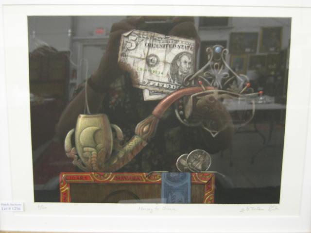 Appraisal: Gayle Blair Tate Lithograph Money to Burn of approximately x