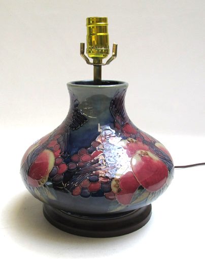 Appraisal: MOORCROFT POTTERY LAMP hand painted under glaze in the Finch