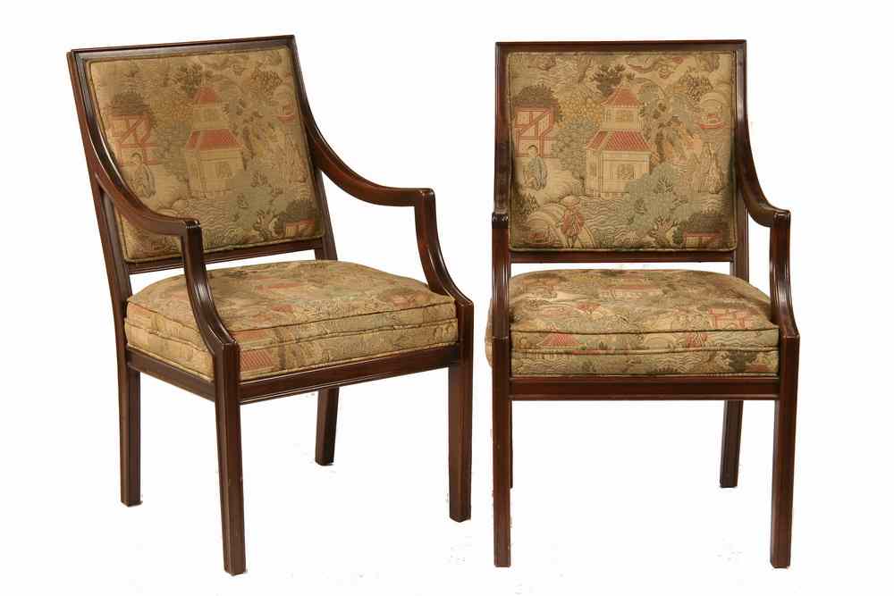 Appraisal: PAIR CUSTOM FRENCH STYLE ARMCHAIRS - Pair of Custom Louis