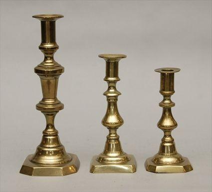 Appraisal: Three Victorian Brass Candlesticks