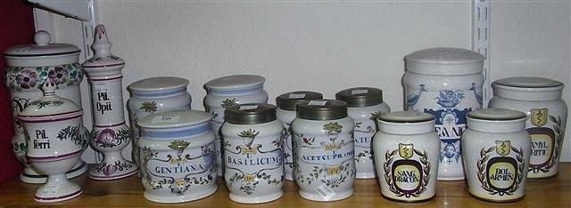 Appraisal: A SET OF FOUR REPRODUCTION SMALL ITALIAN DRUG JARS each