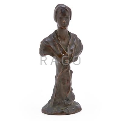 Appraisal: FIGURAL CABINET BRONZE Bust of a young woman early th