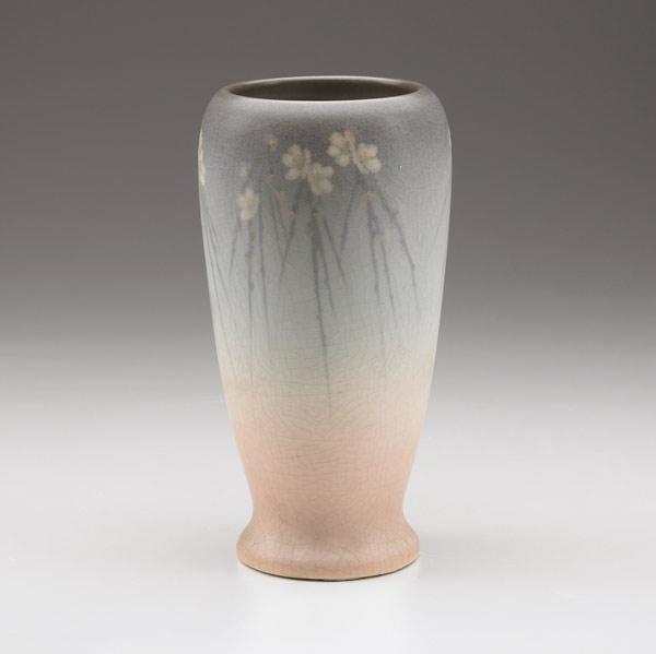 Appraisal: ROOKWOOD Vellum vase painted by E T Hurley with branches