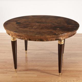 Appraisal: Aldo Tura gilt metal parchment dining table Aldo Tura gilt