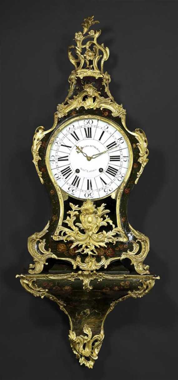 Appraisal: PAINTED CLOCK WITH PLINTH Louis XV the movement signed PIERRE