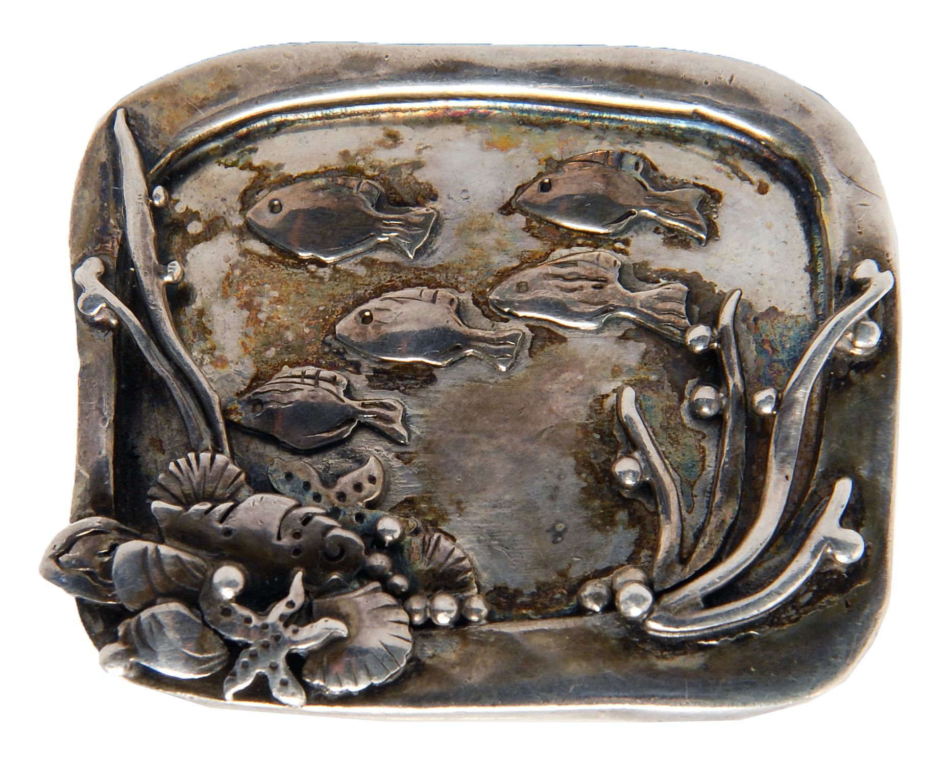 Appraisal: HANDCRAFTED STERLING SILVER BELT BUCKLE BY ROSS COPPELMAN In rectangular