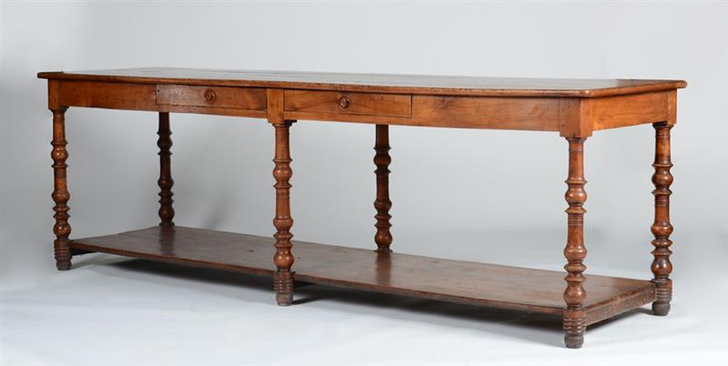 Appraisal: CONTINENTAL PROVINCIAL STAINED PINE REFECTORY TABLE PROBABLY FLEMISH The overhanging