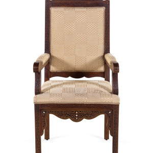 Appraisal: A Syrian Walnut Armchair th Century Height inches Property Sold