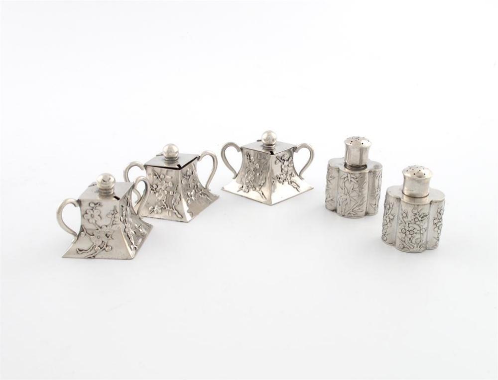 Appraisal: A five-piece Chinese silver condiment set