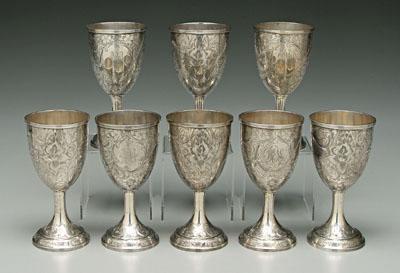 Appraisal: Set of Schofield sterling goblets urn form with engraved floral