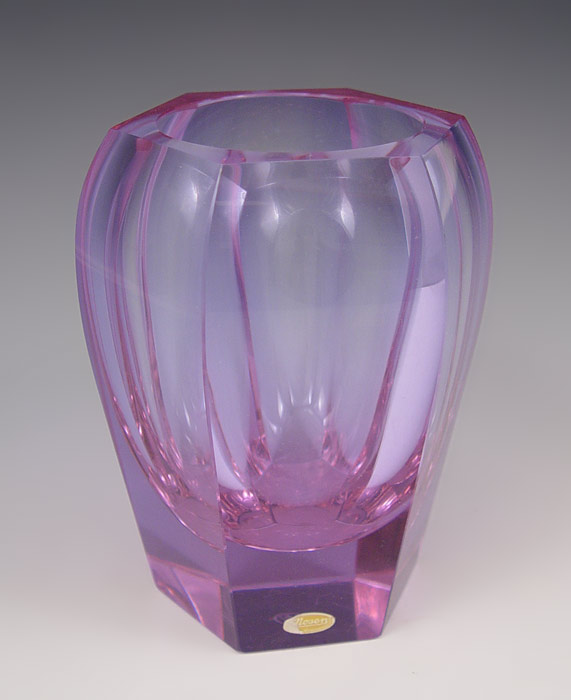 Appraisal: MOSER ALEXANDRITE COLOR VASE Moser acid stamp and Paper label