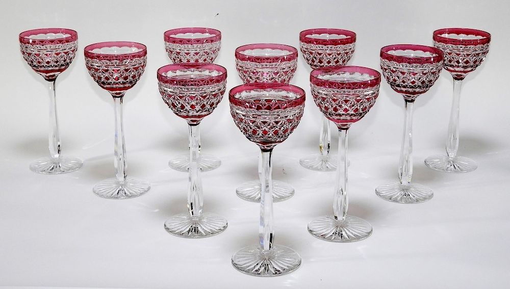 Appraisal: PC French Val St Lambert Wine Glass Goblets France th