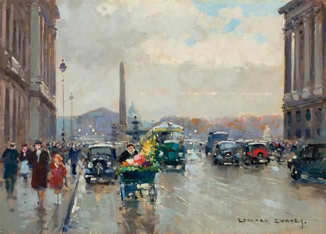 Appraisal: EDOUARD CORTES American - ''Place de la Concorde'' oil on