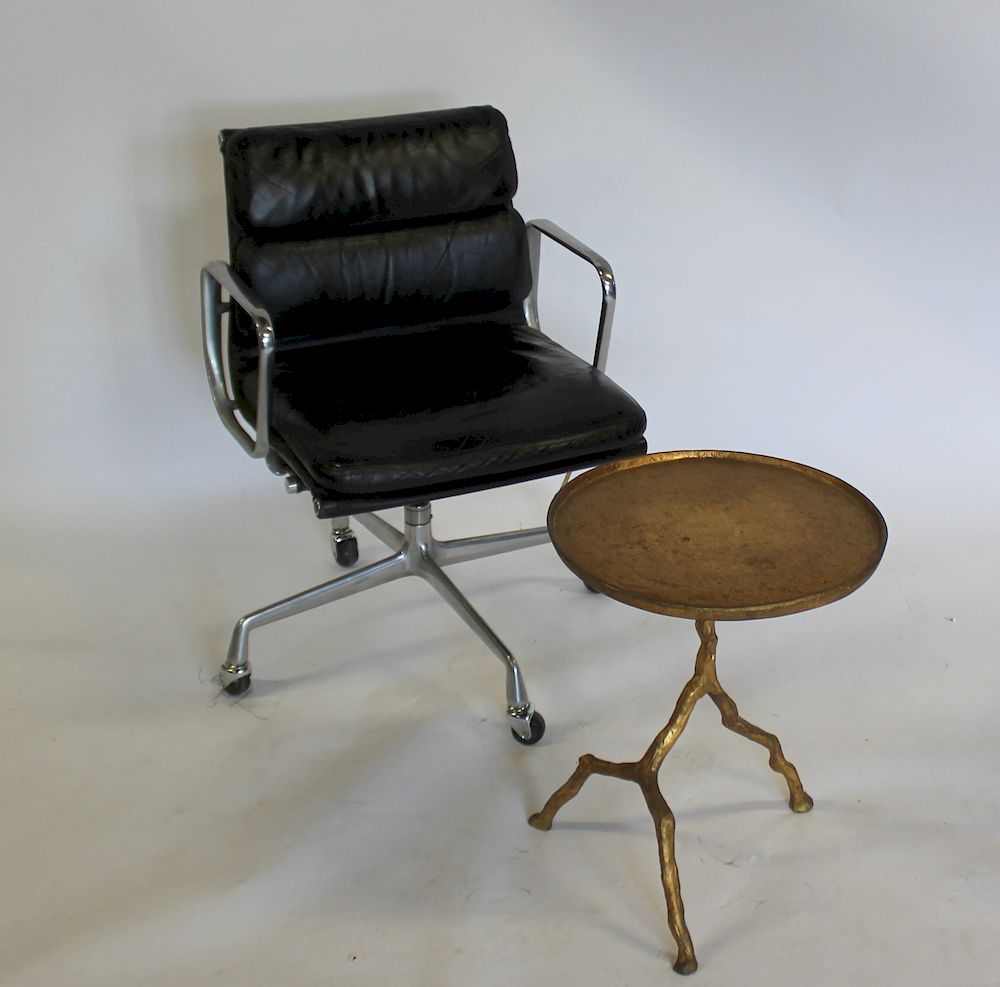 Appraisal: MIDCENTURY Swivel Chair And Gilt Metal Tree Form Table From