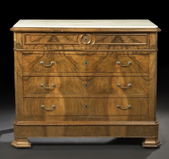 Appraisal: Louis-Philippe Walnut and Marble-Top Commode mid- th century the inset