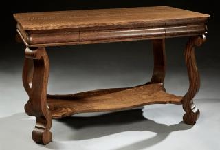 Appraisal: American Classical Revival Carved Quarter Sawn Oak Library Table c