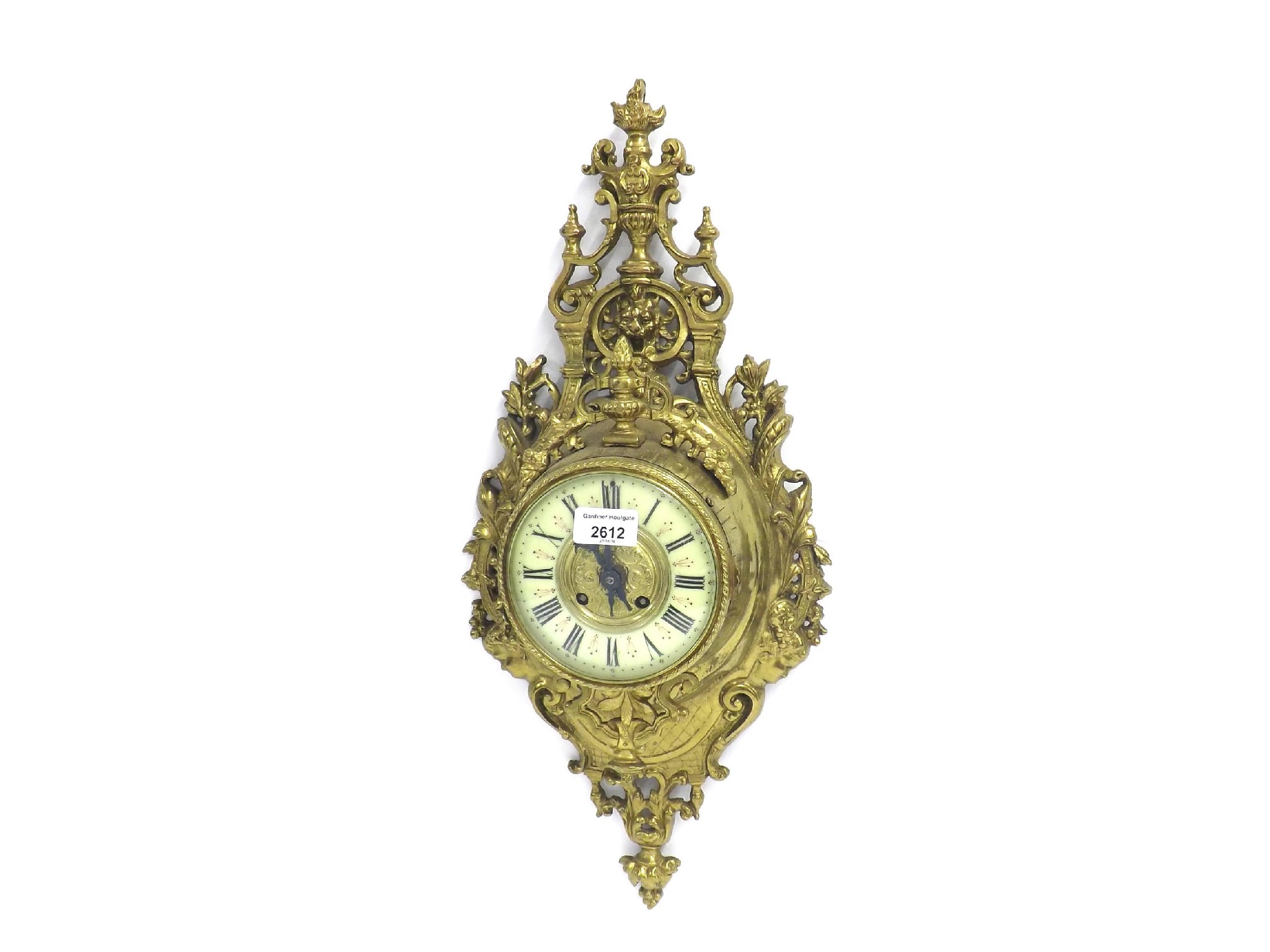 Appraisal: Gilt metal cartel wall clock the Mougin movement with outside