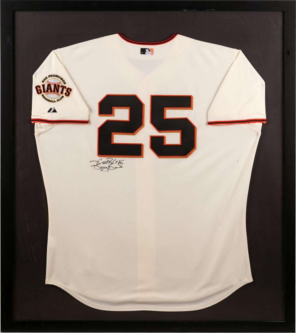 Appraisal: BARRY BONDS SIGNED GIANTS JERSEYwith certificate of authenticity x inchs