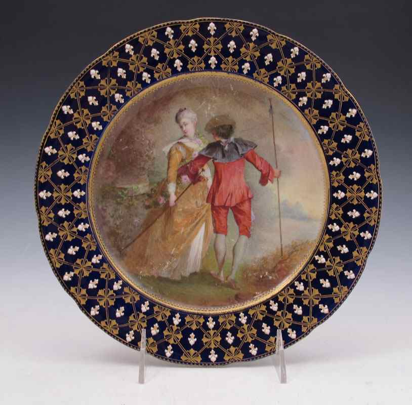 Appraisal: FRENCH PORCELAIN CABINET PLATE Double Louis Sevres mark with crown