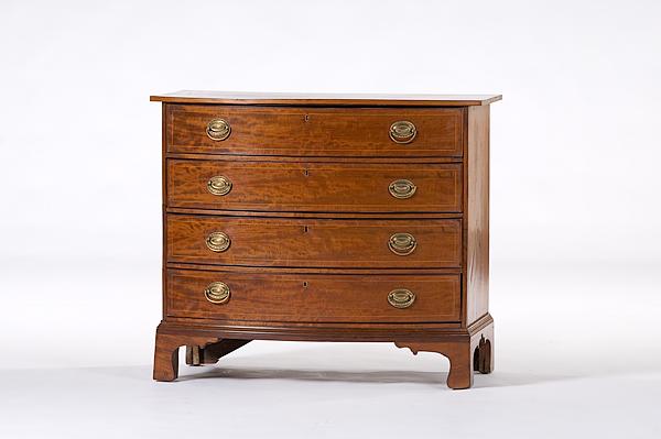 Appraisal: BOWFRONT CHEST OF DRAWERS New England - a mahogany and