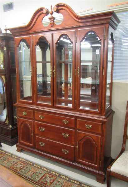 Appraisal: MAHOGANY CHINA HUTCH American in two sections china cabinet top