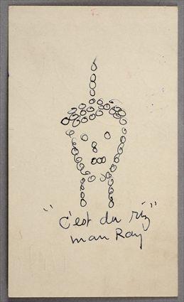 Appraisal: MAN RAY - C'EST DU RIZ Ink on menu card