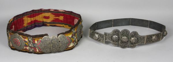 Appraisal: Two antique silver Afghanistan belts Property of the late Robert