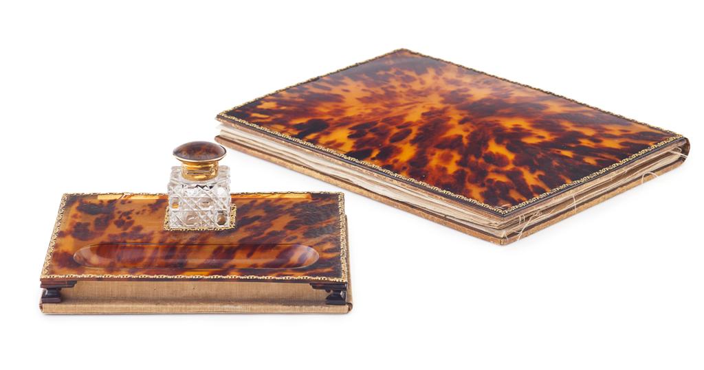 Appraisal: YGOLD MOUNTED TORTOISESHELL DESK SET RETAILED BY ASPREY OF LONDON