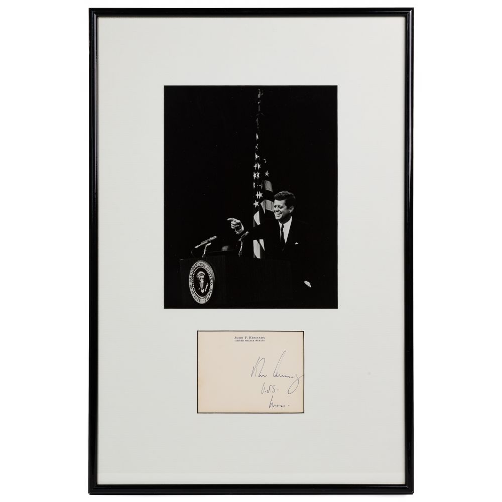 Appraisal: JOHN F KENNEDY JFK AUTOGRAPH PSAHaving a printed photograph over